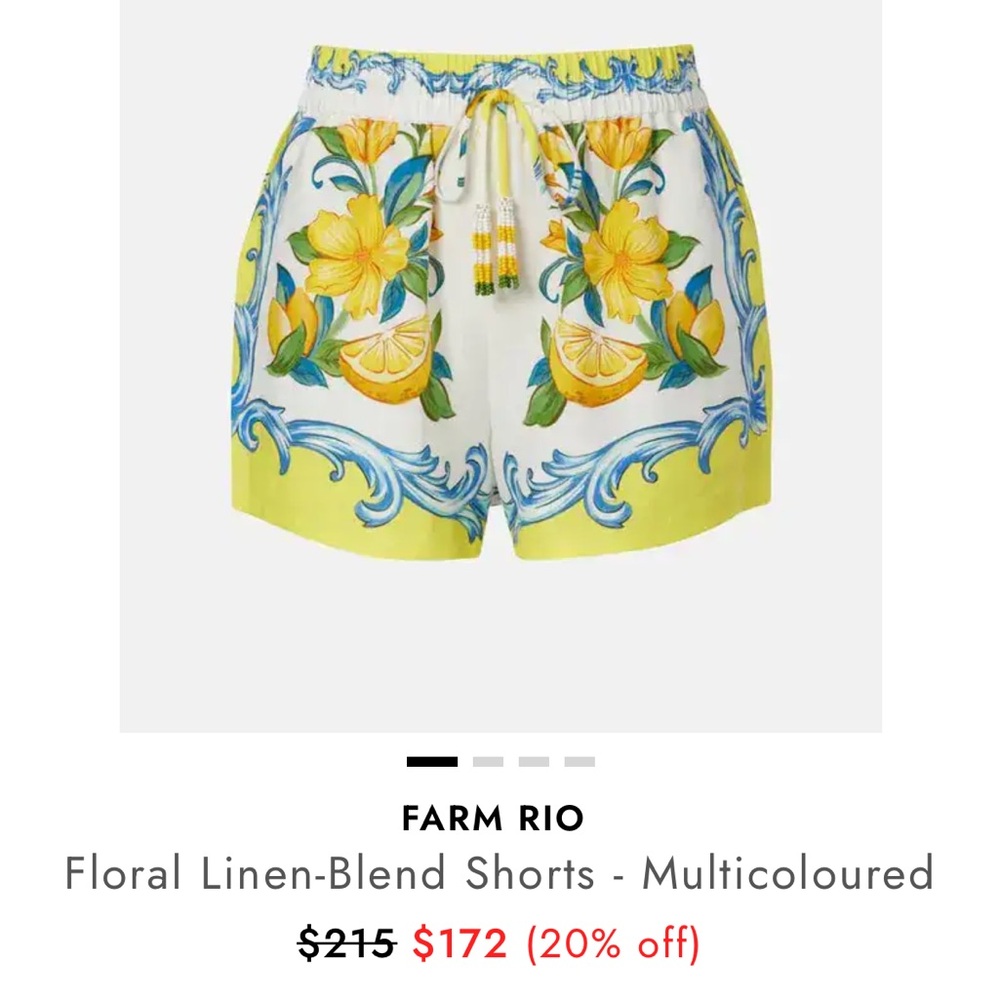 FARM Rio Yellow and Blue Floral High Waist Shorts